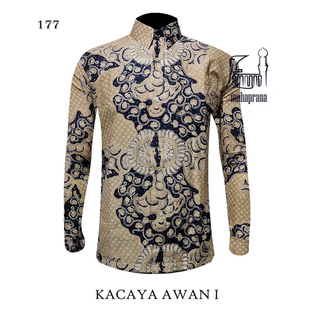 BATIK MAHAPRANA Motif KACAYA AWAN I Atasan Kemeja Batik Pria Lengan Panjang Full Furing MHP-177