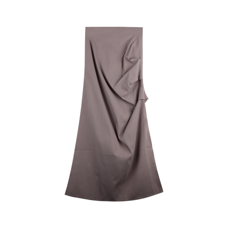 Red Rasa desain rok hitam wanita musim panas pinggang tinggi rok A-line tipis celah ceruk rok panjang rok perkakas rok