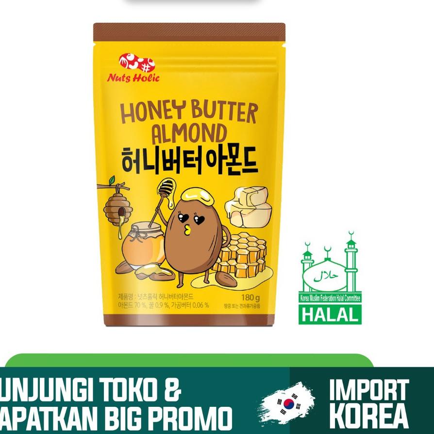 

Diskon | KI3 | Nuts Holic Honey Butter Almond 180g / Kacang Almond Rasa Madu & Mentega