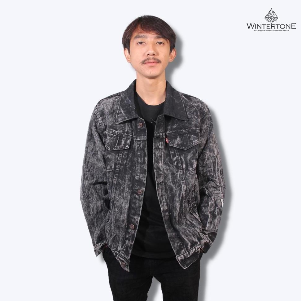MURAH  Jaket Jeans Denim Lepis Snow Dust Maroon Washing Jacket Fashion Pria Jket Jins Cowok Original