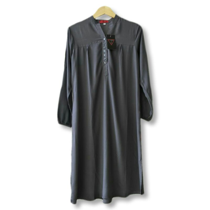 TUNIK KATUN RAYON JUMBO POLOS ABU TUA