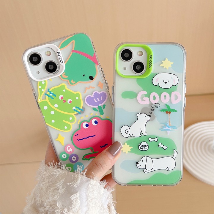 Good Crocodile Puppy Skin Feel Soft Case HP iP iPhone 12 13 14 Pro Max 11 Woman Girl FTD Casing Apple