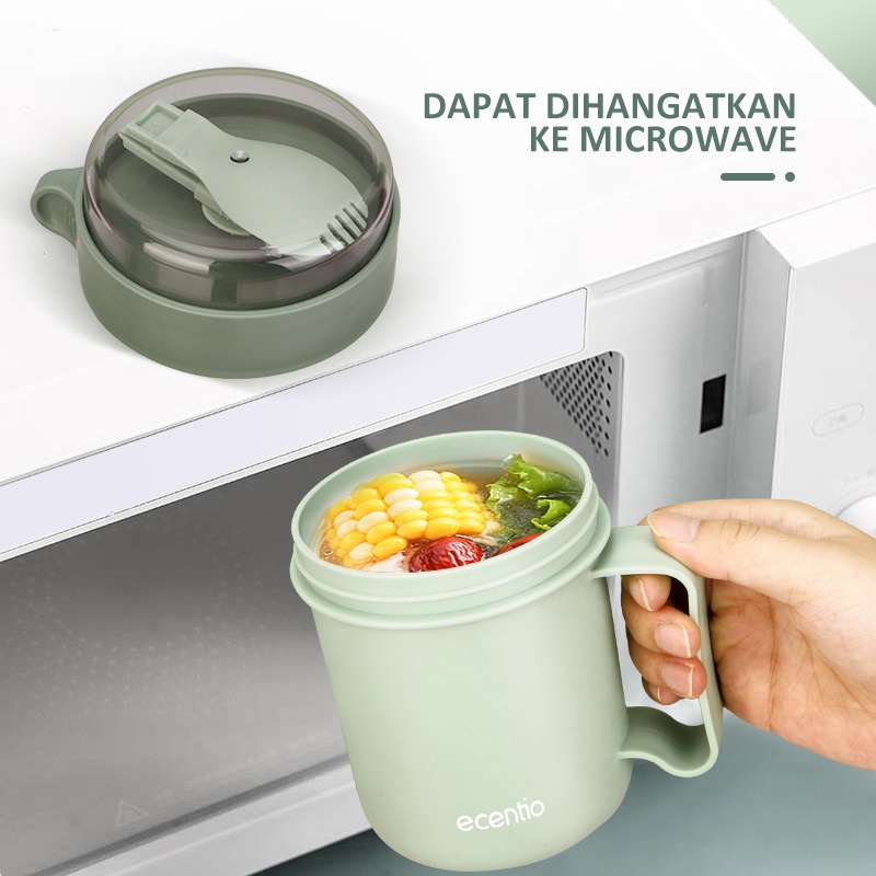 ecentio 500ml Tempat sup tempat sup Anti Tumpah/ Kotak makan sup Portable mug Free Sendok BPA Free