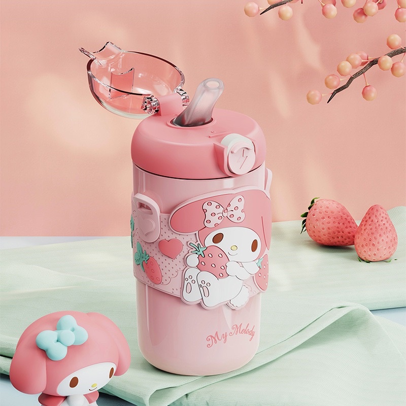 Botol Minum Stainless 316 Sedot Kuromi Melody Cinnamoroll Pompompurin / Botol Stainless Anak