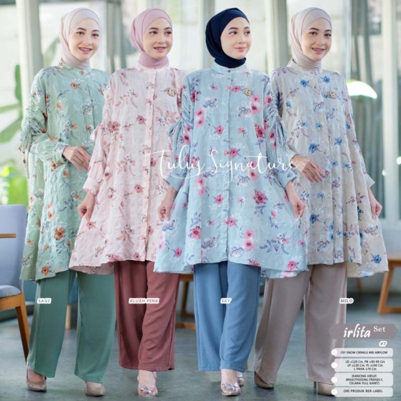Setelan Wanita Irlita Set / Asvara Set / Sanita Set #4 Original Tulus Signature Mat Cey Snow Cringkle Mix Airflow