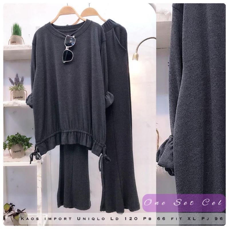 T550 ONE SET BLOUSE ATASAN CELANA WANITA KAOS IMPORT UNIQLO BIG SIZE OVERSIZED WANITA MUSLIMAH KEKIN