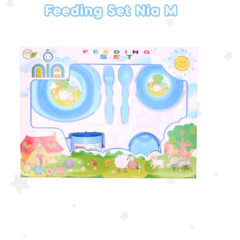 Pengemasan FEEDING SET NIA MEDIUM / TANGGUNG - PERALATAN MAKAN BAYI UKURAN M NIA MURAH Borong Stock