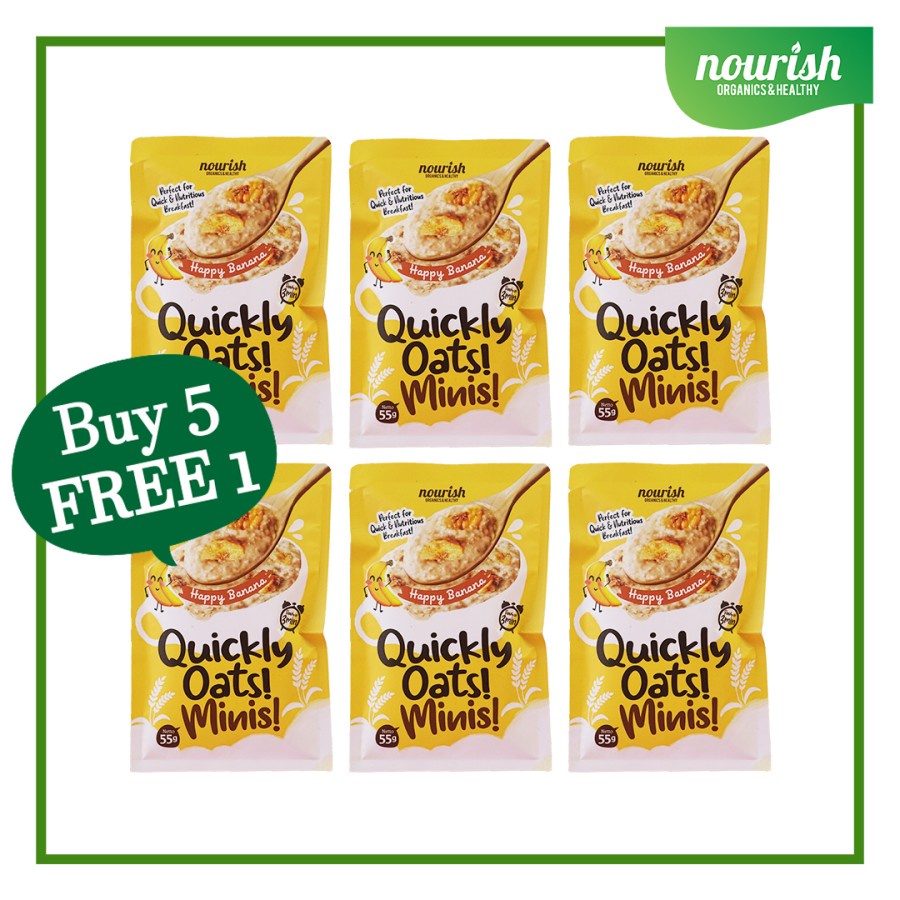 

BUY 5 GET 1 FREE Quickly Oats! Minis! Instant Oatmeal Happy Banana-JktBar