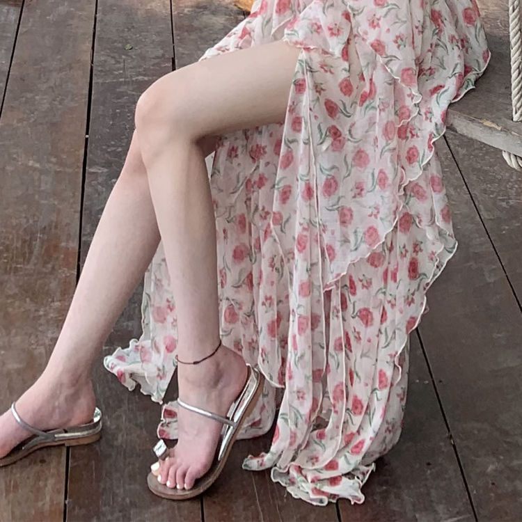 【Rambut Berbintik】2023Rok Bunga Musim Panas Manis dan Gaya MurnivGaun Suspender Kerah