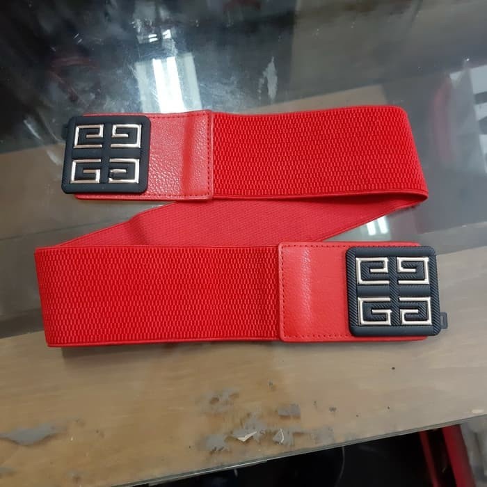 Sabuk Wanita ikat pinggang karet obi lebar 6cm Merah Gesper Wanita Terlaris Keren Cewek Fashion Ikat