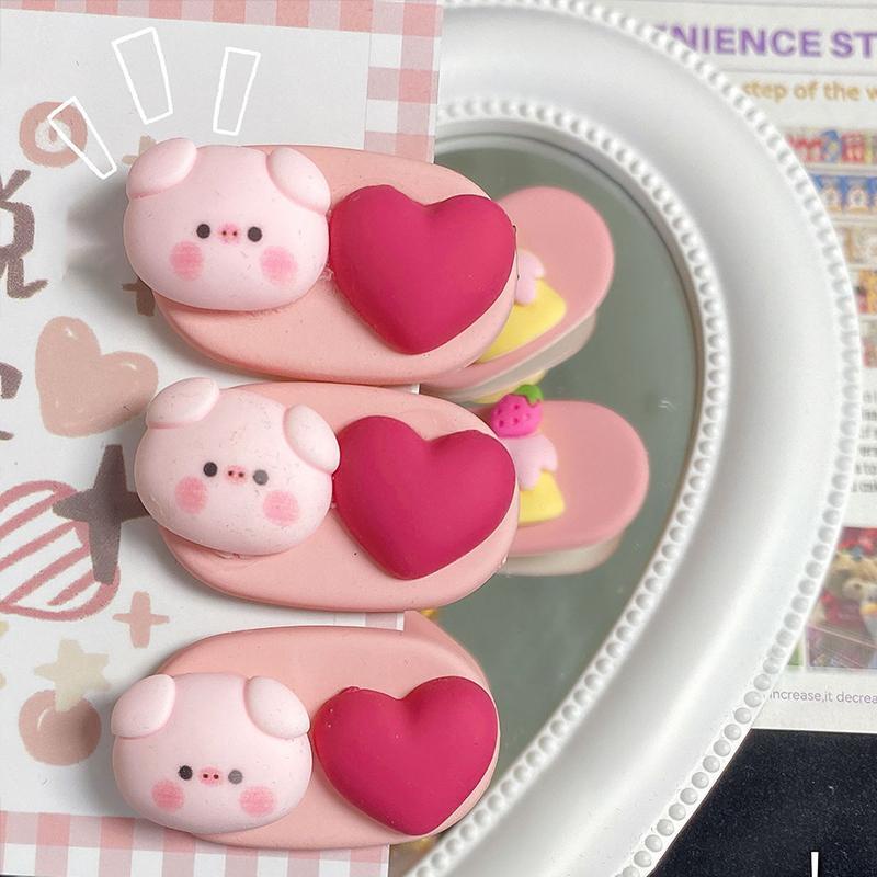 【Bayar di tempat】Jepit Rambut Kartun Piggy Love Oval Hairpin Cute Sweet Student Hairpin