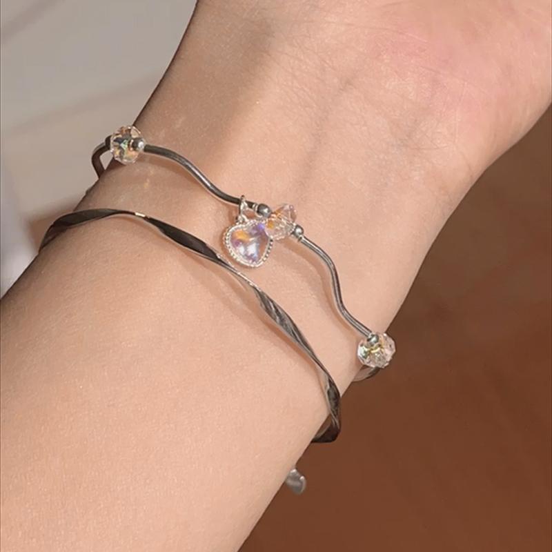 【Bayar di tempat】2023 Gaya Baru Korea Moonlight Stone Heart Bracelet Gelang Temperamen Sederhana Rasa Premium Desain Tidak Teratur