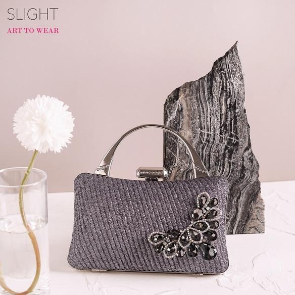 Clutch Tas Pesta Vrilles Dark Silver