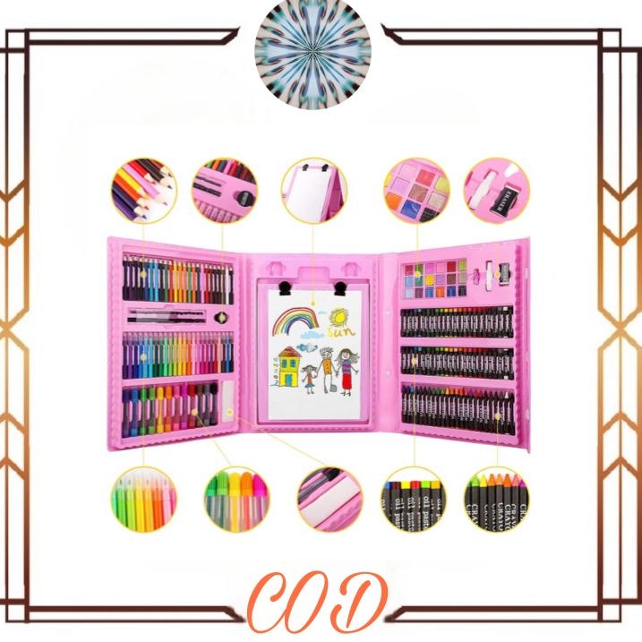 

[NEW PRODUCT !!!] (COD)Crayon Anak Pengasah 208pcs Set Alat Menggambar Melukis Anak-anak Crayon Cat Air Pensil BEST SELLER