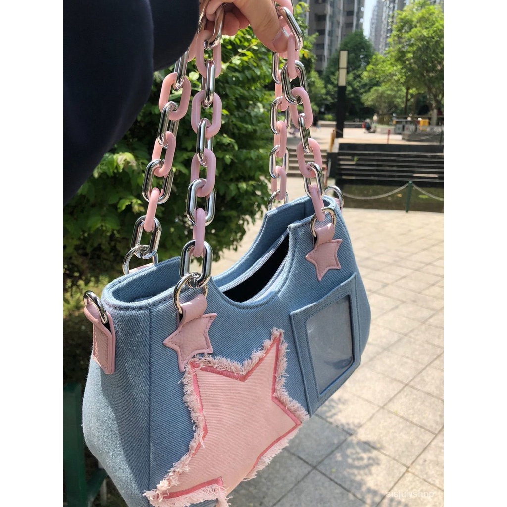 [✅BISA COD] #Sisjuly# Tas bahu Y2K wanita / tas selempang bahu denim retro y2k baru / tas tangan wan