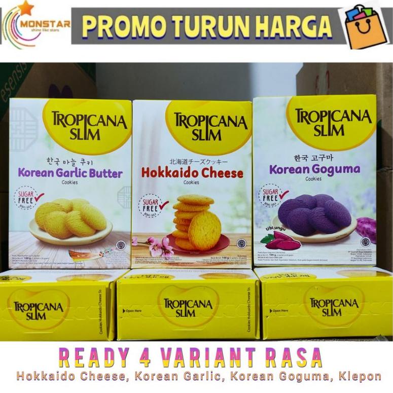 

OW52 TROPICANA SLIM COOKIES 100GR HOKKAIDO CHEESE KOREAN GARLIC KOREAN GOGUMA KLEPON DIABETASOL WAFER mjzgy