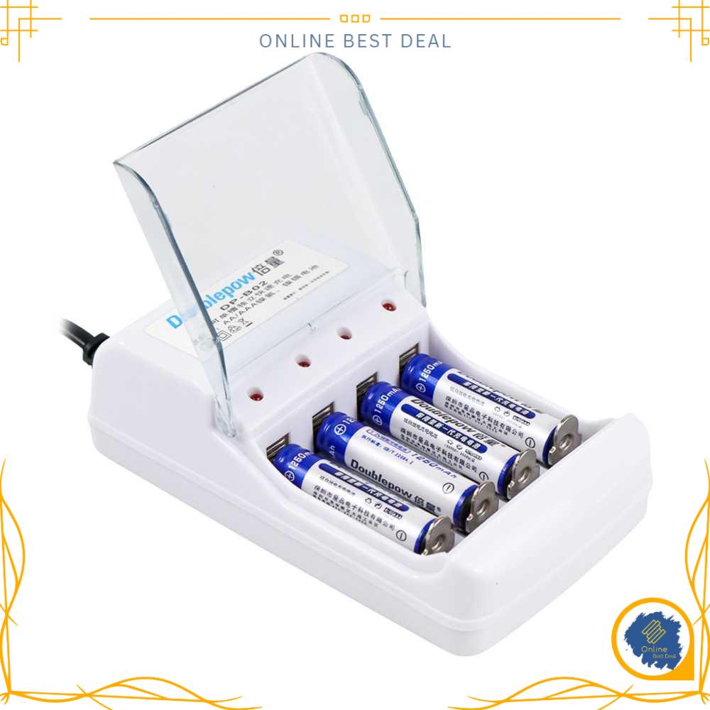 OBD Doublepow Charger Baterai 4 slot AA/AAA with 4PCS AAA 1250 mAh DP-B02 - DP-B02