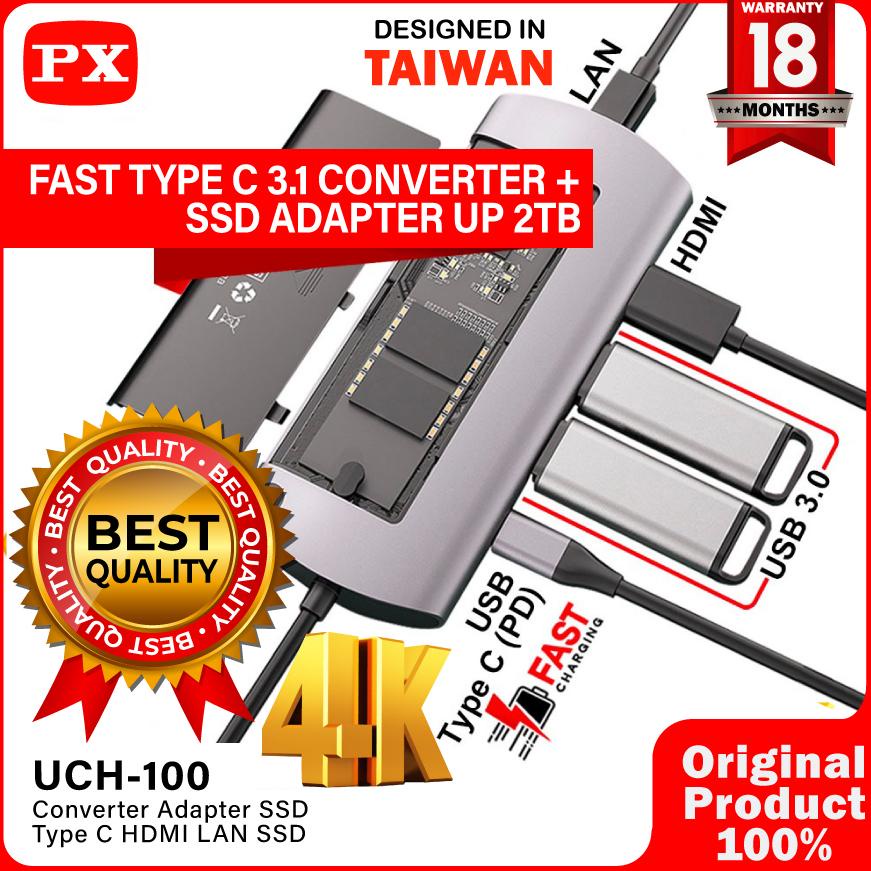 Converter Type C To Usb Hdmi Lan Ssd 2Tb Adapter 6 In 1 Px Uch-100