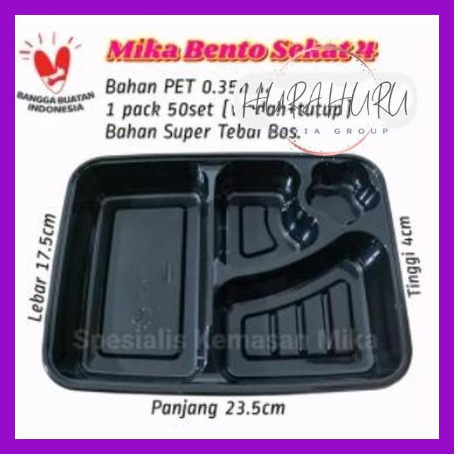 Mika Bento Sekat 4 Tpp K2 / Tray Bento Bintang Per Pack 50Set. Murah Banget 