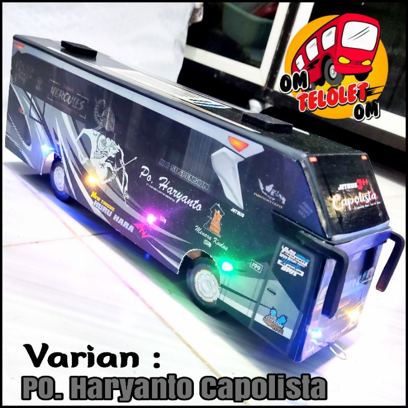 Miniatur Bus Telolet Basuri PO. Haryanto Full Lampu