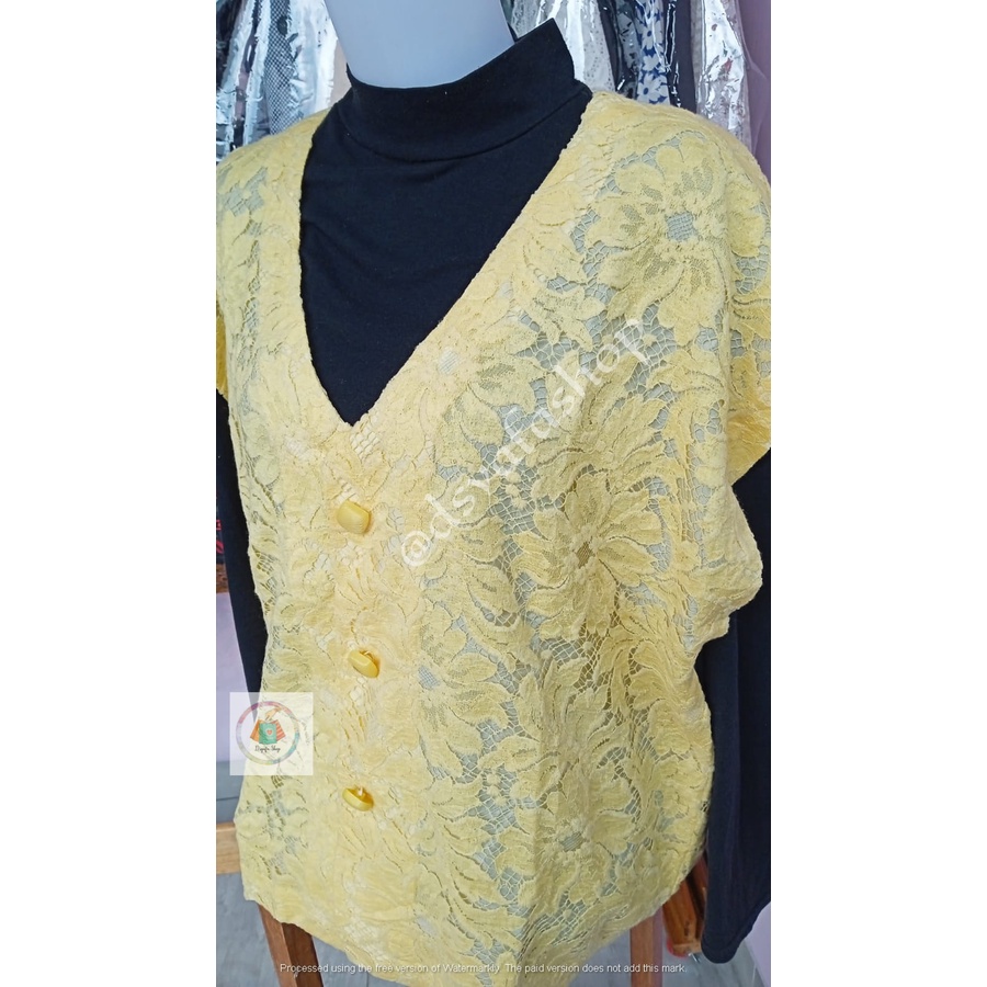 Baju Murah  Outer/Vest/Rompi/Blouse Brokat Kuning (Big Size / Jumbo / XXXL)