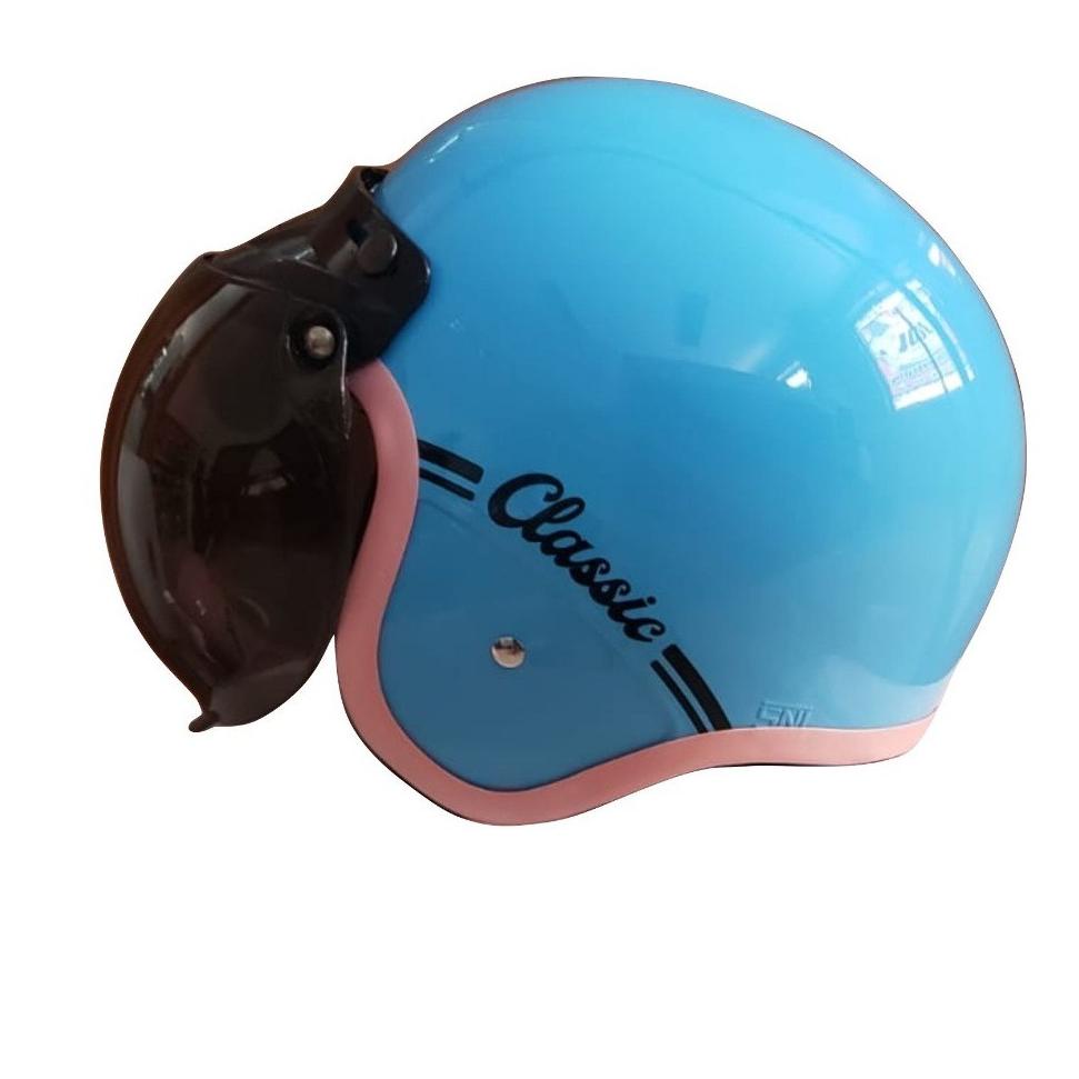 Helm Leono Classic Ant (List Pink) - Biru