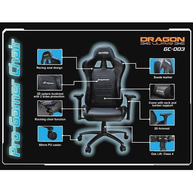 

KURSI GAMING KURSI GAMING DRAGONWAR GC-003 GAMING CHAIR BLACK! EL09I09A82L