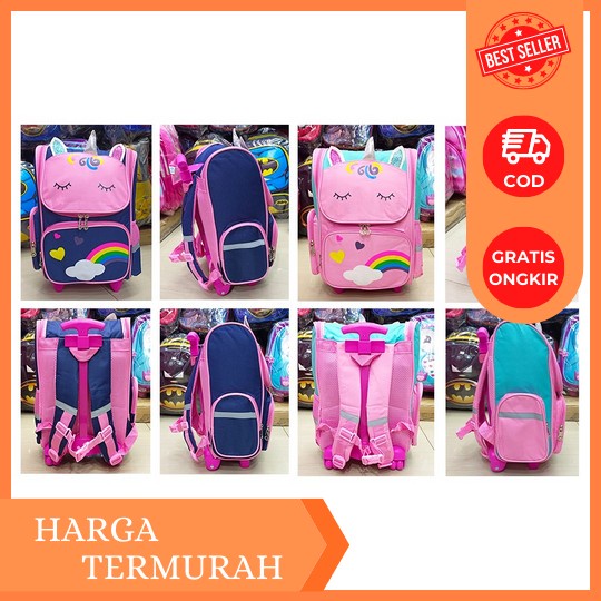 Skoola Tas Sekolah Anak Perempuan Paud Tk Trolly Ransel Bambi Kancil - Nara Tas Roda Anak Perempuan 