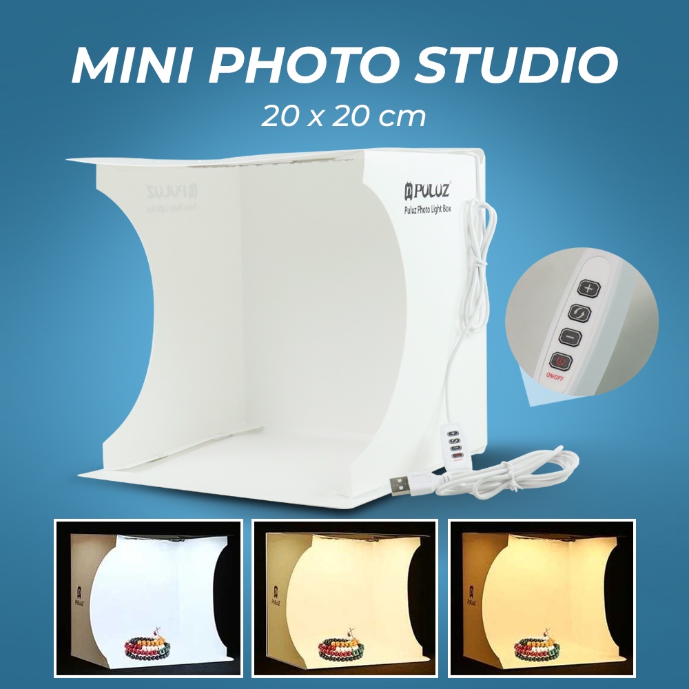 GS8u Photo Studio Mini Softbox Ring Light With 6 Backdrop 20 X 20 Cm Puluz White Or-i