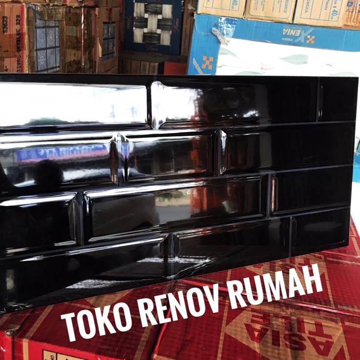 Best Produk keramik dinding 25x50 bata hitam (glossy)/ keramik dinding kamar mandi/ keramik dinding 