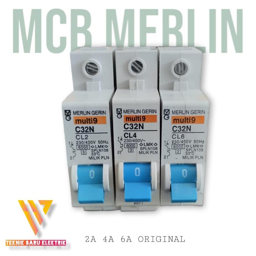 Berkualitas MCB MERLIN GERLIN 2A 4A 6A SNI ORI HOLOGRAM SPLN PLN BENSER 450WATT 