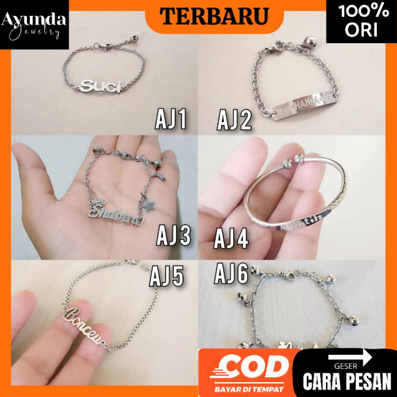 Gelang Anak Custom nama Anti karat bahan monel stenless steel