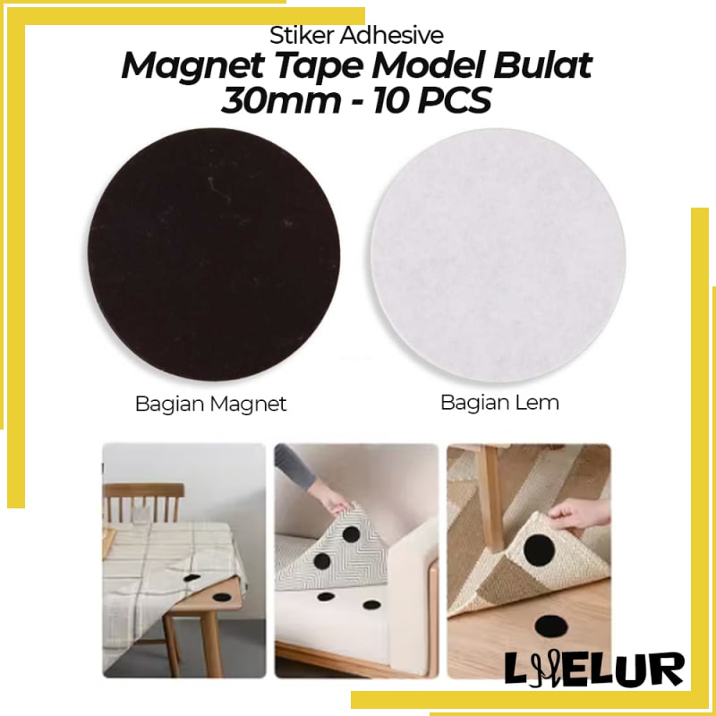 

Stiker Adhesive Magnet 10 PCS Tape Model Bulat 30mm JETTING