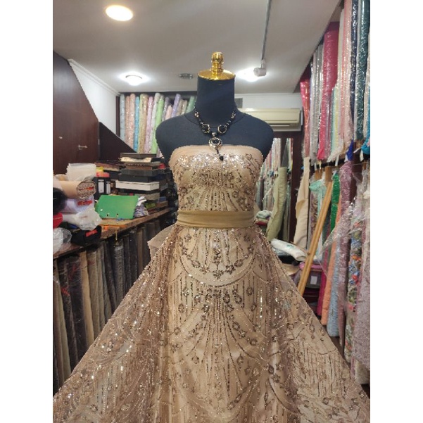 Kain Tile Ziad Nakad Sequin Dress Sapto Payet Champagne