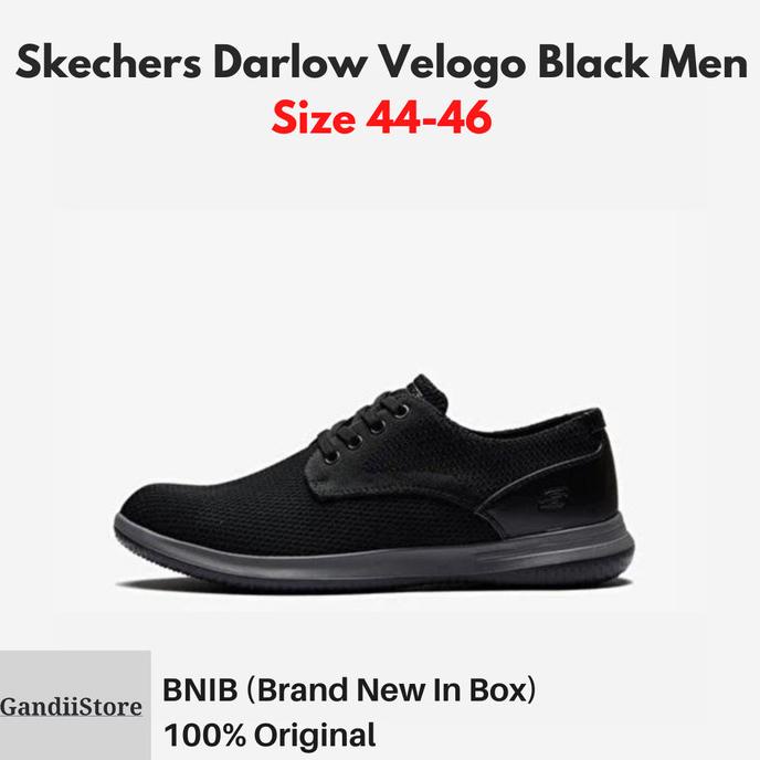 New Sale Sepatu Formal Kantor Pria Skechers Darlow Velogo Men Black 204090/Blk Original