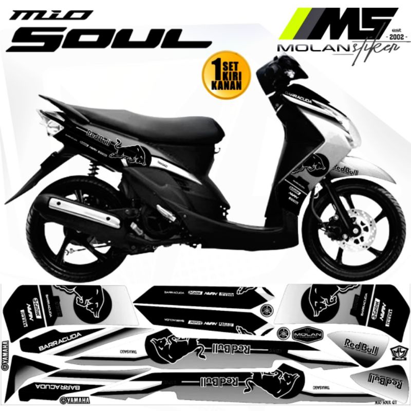 Decal Sticker Striping Variasi Mio Soul Karbu 2006-2012 REDBULL Racing MOTO GP Mio Soul 115-Mio Soul