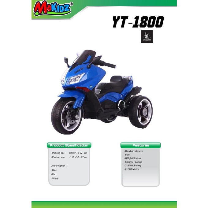 Promo Mainan Anak Motor Aki Mokidz Yt 1800 Xmax Termurah