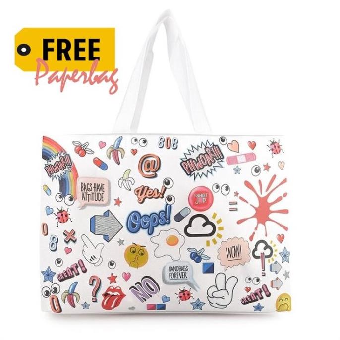 Huer ~ Tas Wanita Reneeva Eye Theme Printed Tote Bag 9454-299Black Wahdanastore_