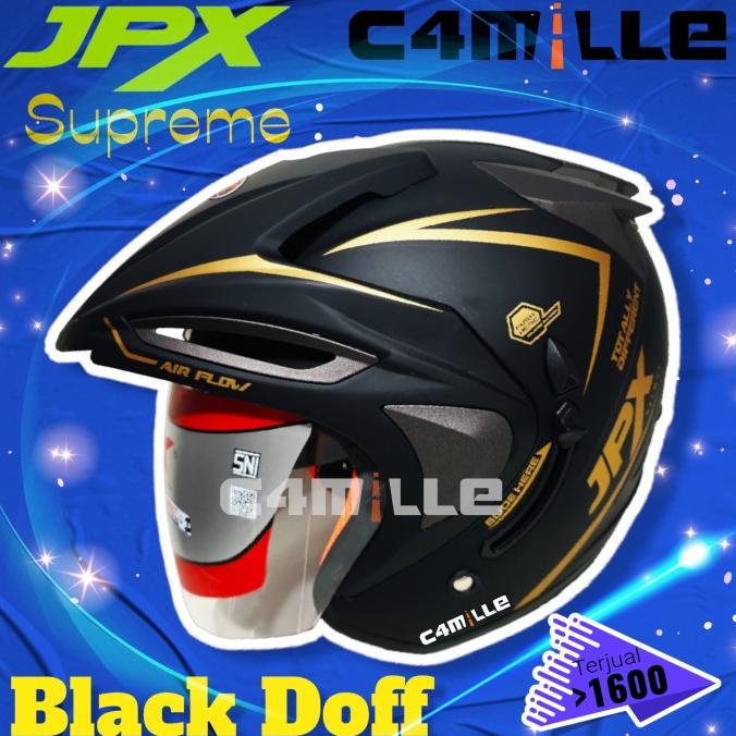 Helm JPX Double visor hitam dop / Black dop