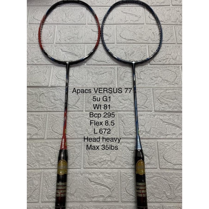 Raket Badminton APACS VERSUS 77 grip 5UG1 HEAD HEAVY KUAT 35lbs ori