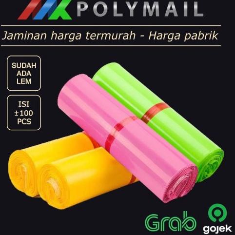 

[DISKON !!!] POLYMAILER ±100PCS 20x30CM PINK HIJAU KUNING EKONOMIS PLASTIK POLYMAILER