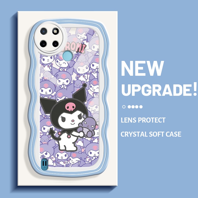 Casing Ponsel untuk Realme C21 C21Y C25Y C15 Casing lucu kartun pola warna-warni HP perbatasan gelom