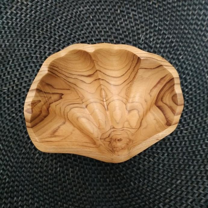 =+=+=+] Mangkok Kayu Jati / Mangkuk Unik / Mangkok Motif Kerang / Wooden Bowl