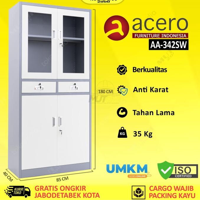 

Sale Now Acero Aa-342Sw Lemari Arsip Besi Full Plat Kombinasi 4 Pintu 2 Laci Original