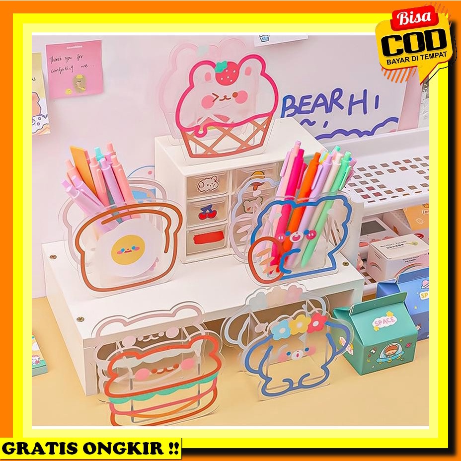 

Tempat Pensil / Kotak Pensil / Pensil Case Kotak Pensil Arkrilik Karakter Lucu Pen Holder Transparant