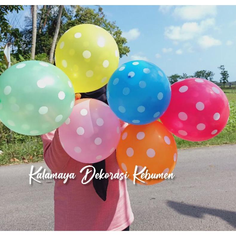 Polkadot Balon Foil Karakter Hiasan Ulang Tahun Dekorasi Kado Kamar Wisuda Latex Doff Rustic Unik