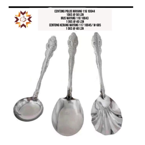 Irus Centong Sendok Servis Nasi Lauk Sayur Spoon Saji Prasmanan Stainless Steel SS Motif Wayang