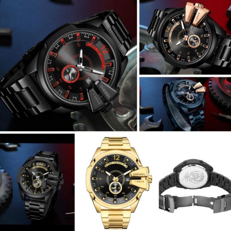 Jam Tangan Analog Pria Diesel Strap Rantai Stainless stell