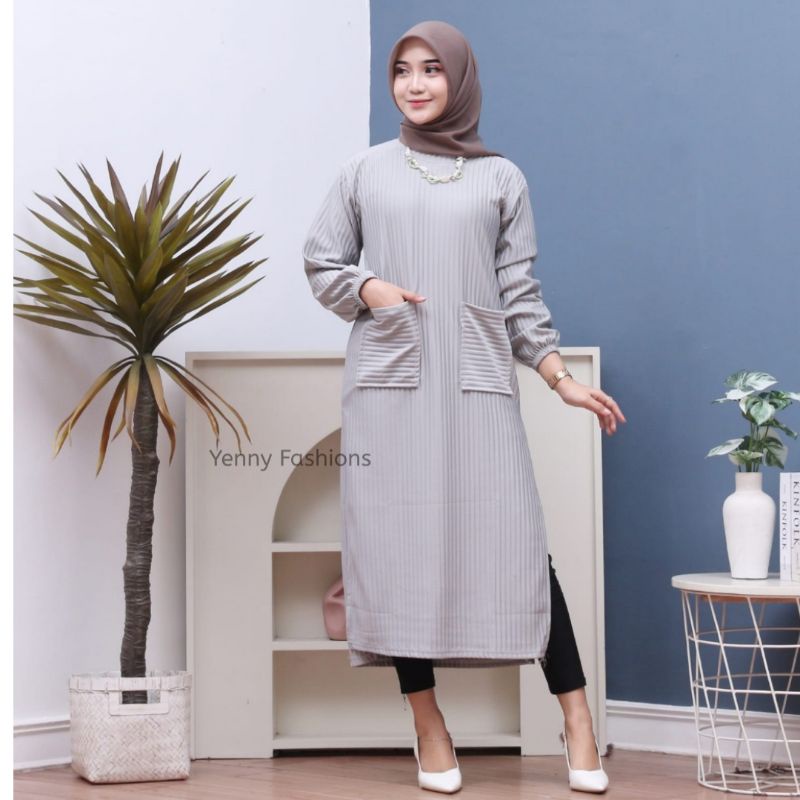 Long Tunik Jumbo Hornet Knit Kimia Tunik Hornet Knit Premium Import