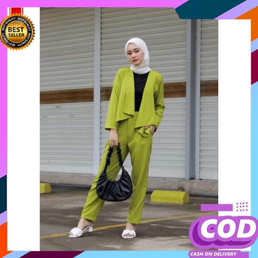 Setelan Blazer Wanita 1 Set Jumbo Import Terbaru Jas Kerja Perempuan Celana Pendek Cewek Korean Styl